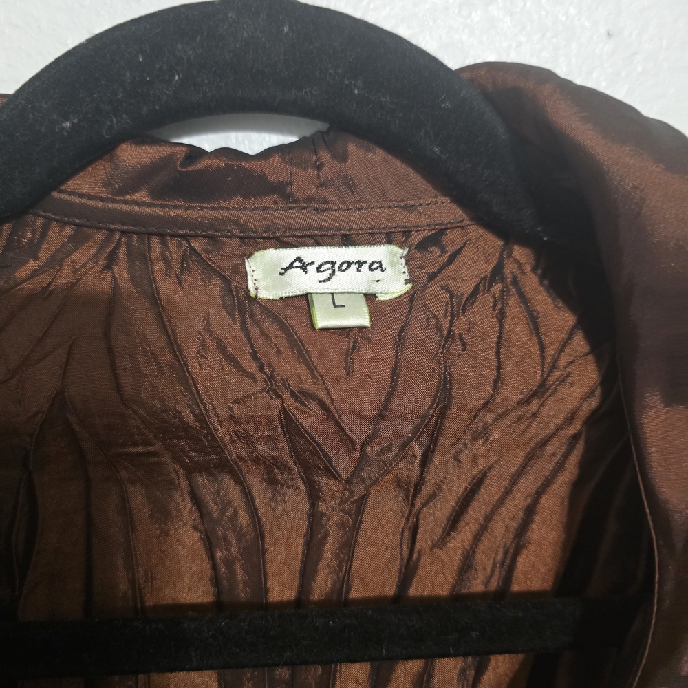 Agora Chocolate Brown Ruffled Blouse - Picture 2 of 4